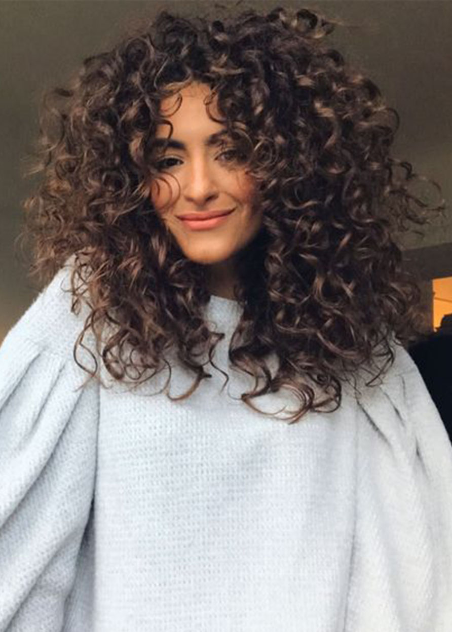 Sexy Women's Long Afro Curly Wig Synthetic Hair Lace Frontal Wig 22inch