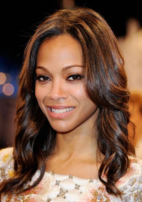 Zoe Saldana High Quality 100% Human Hair Fashionable Impressive Medium Wavy Lace Wig 14 Inches