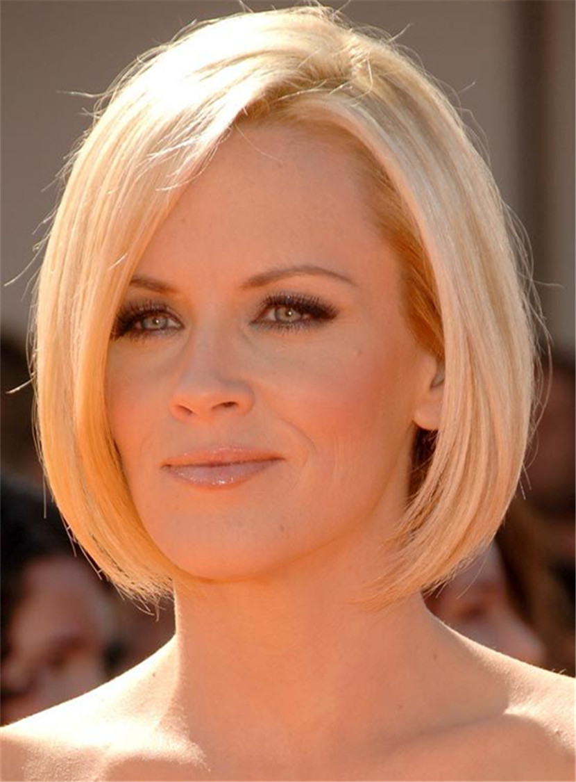 Trendy Lob Short Straight Human Hairstyle Lace Front Wig 10 Inches