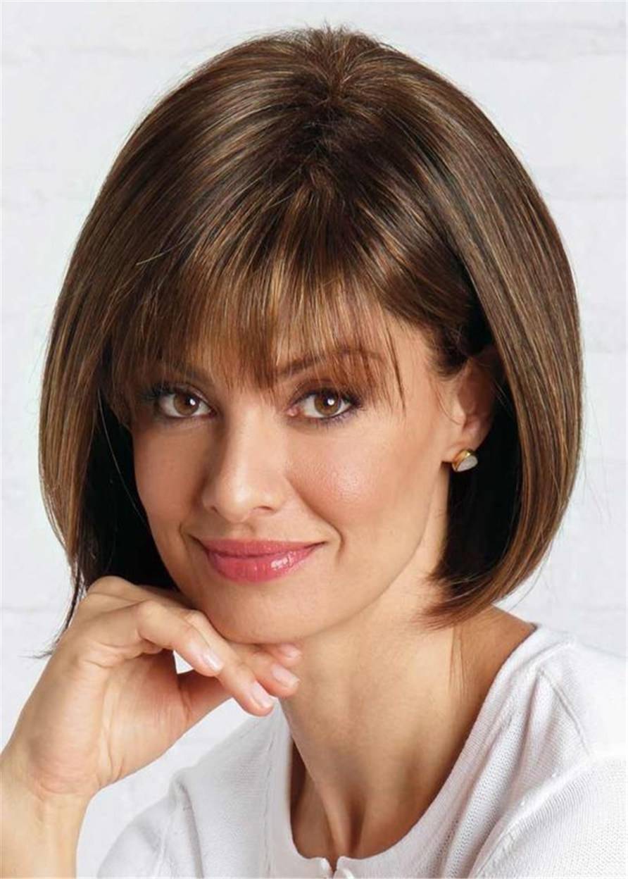 Short Bob Straight Human Hair With Bang Women Wig