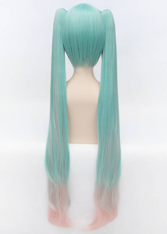 Miku Sakura Style Cosplay Long Green and Pink Wig 40 Inches