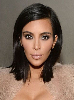 Kim Kardashian Straight Mid-length Lace Front Human Hair Wigs 14 Inches