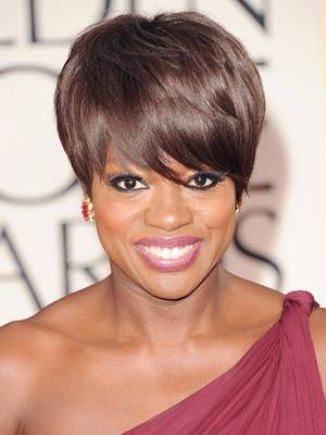 Viola Davis's Popular Hairstyle Short Straight Dark Brown Top Quality Comfortable Wig