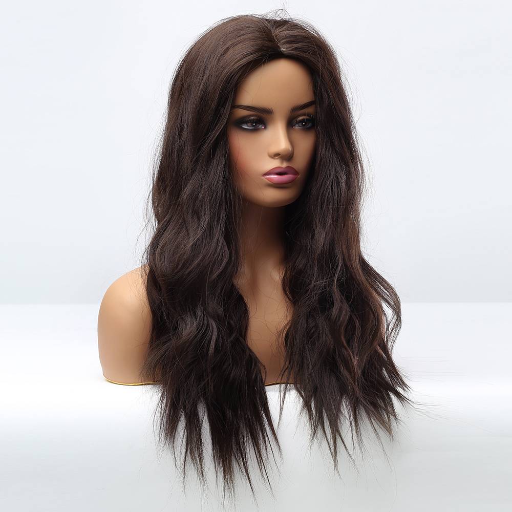 Dark Brown Big Curly Synthetic Hair Women Wigs 26 Inches