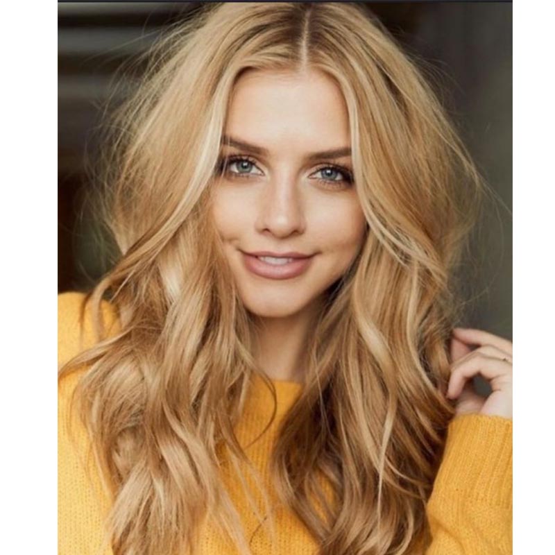 Middle Parted Wavy Synthetic Hair Women Wig