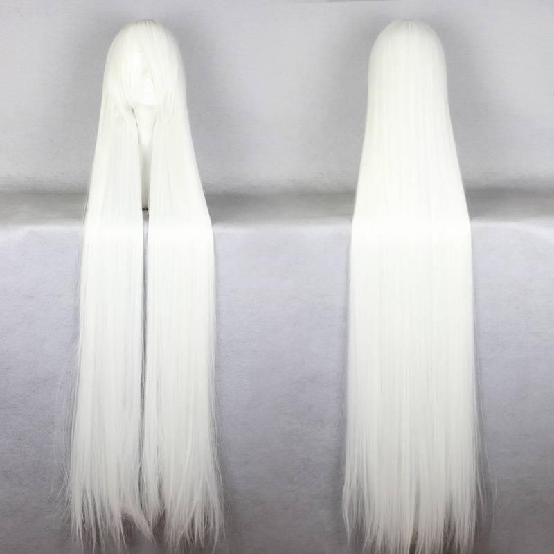 Japanese Chobits Series Long Straight White Color Cosplay Wigs 59 Inches