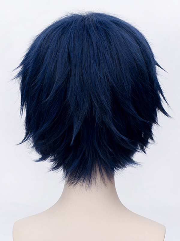 Cool Black-blue Short Wig for Cosplay 12 Inches