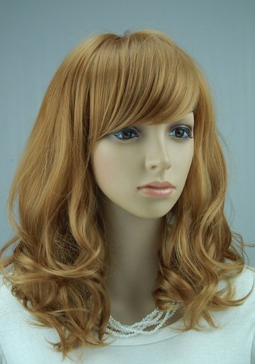 Hot Sale Top Quality Lovely Medium Wavy Strawberry Blonde Wig 16 Inches Makes You More Charming