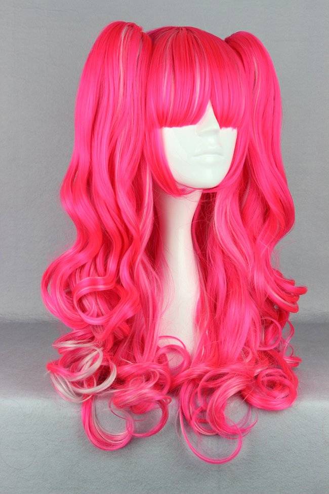 Japanese Lolita Style Pink Color Cosplay Wigs 28 Inches