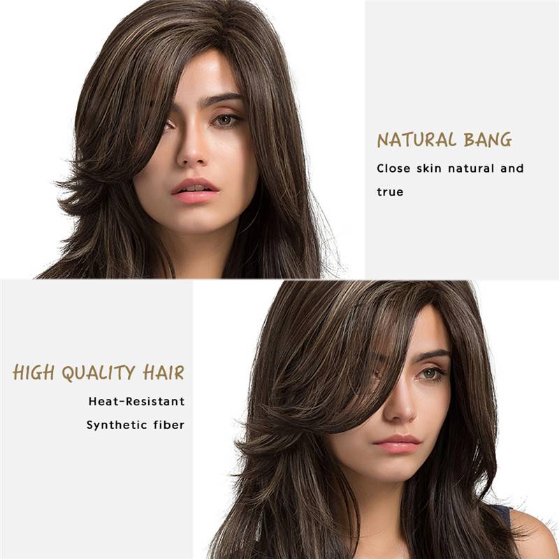 Long Natural Wave Side Bang Sythetic Capless Women Wigs