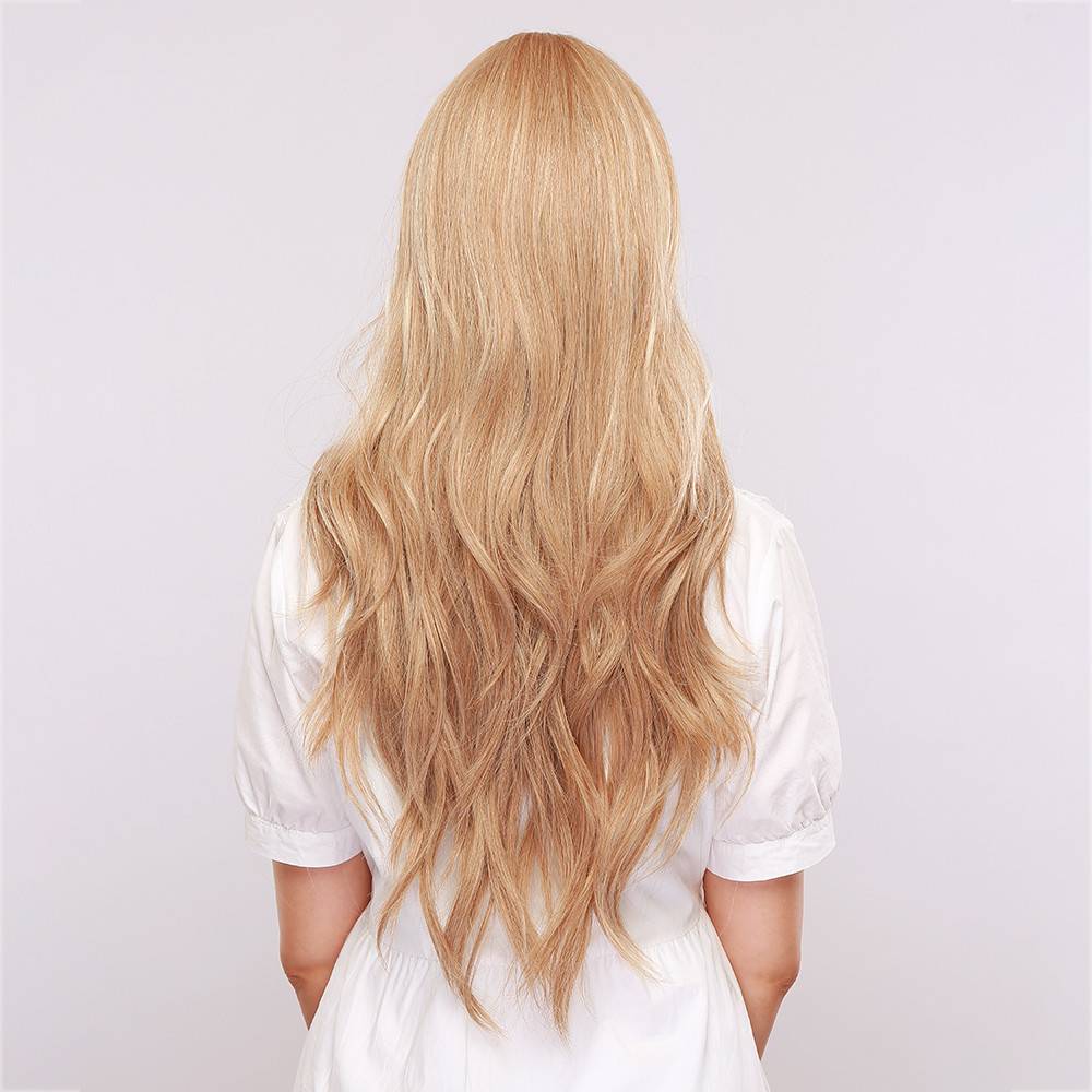 Natural Looking Women's Body Wave Blonde Color Synthetic Hair Capless Wigs 130% Density 30Inches