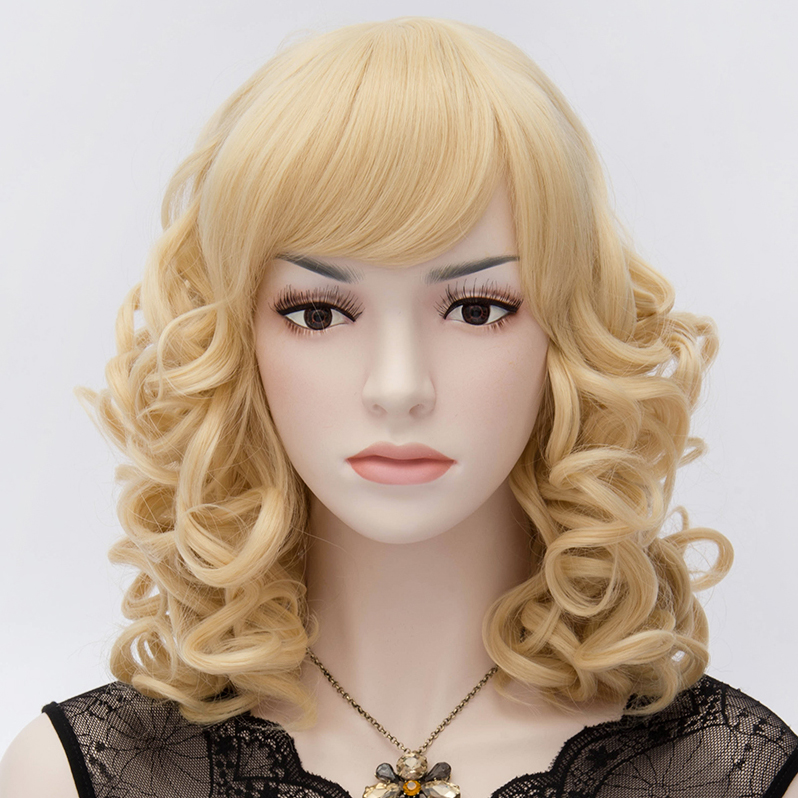 Kate Winslet Medium Long Curly Blonde Cosplay Party Wig 14 Inches