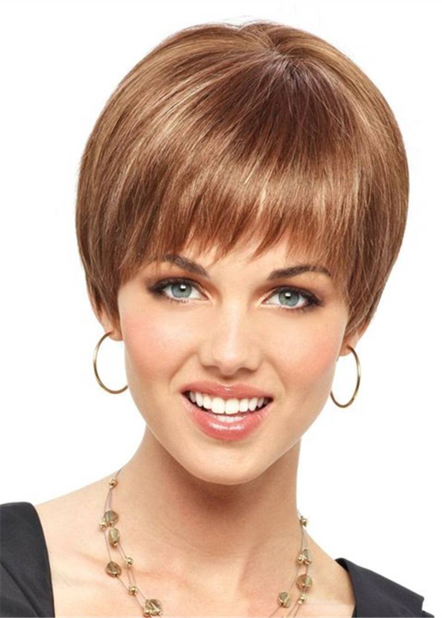 Fringe And Tapered Neck Synthetic Hair Natural Straight Wig 10 Inches