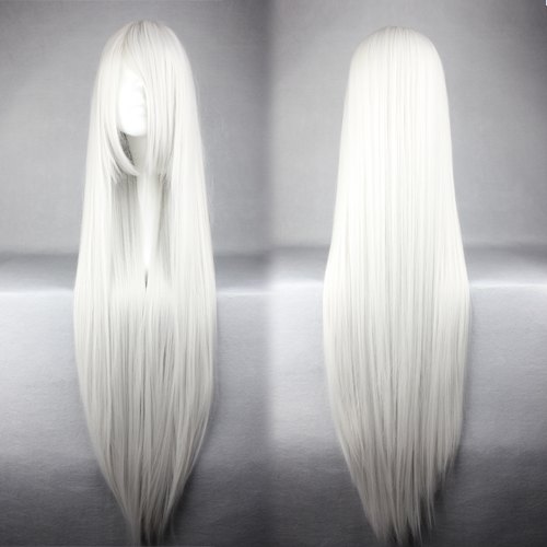 InuYasha Hairstyle Long Straight Silver Cosplay Wig 30 Inches