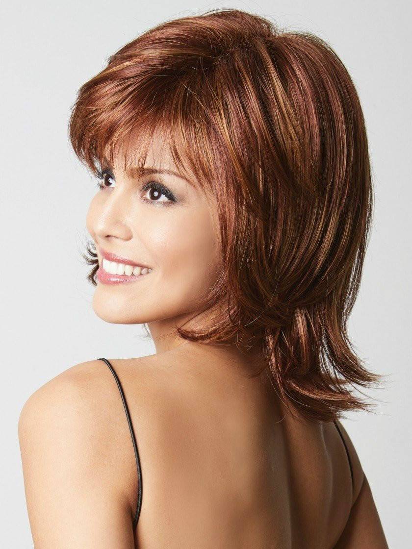 Layered Hairstyle with Full Fringe Middle Length Synthetic Capless Women Wigs 14 Inches