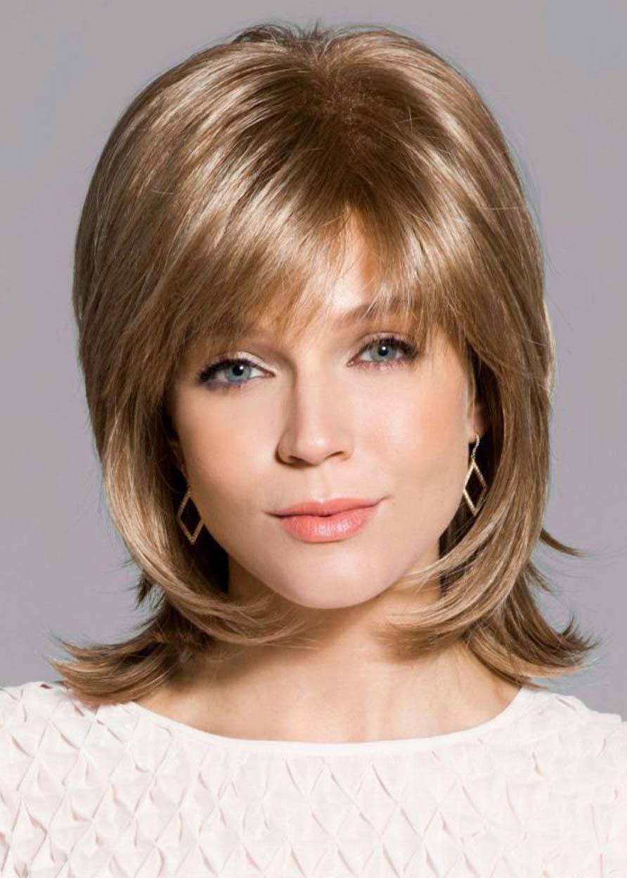 Women's Short Layered Shaggy Hairstyles Natural Straight Human Hair Capless Wigs 12Inch