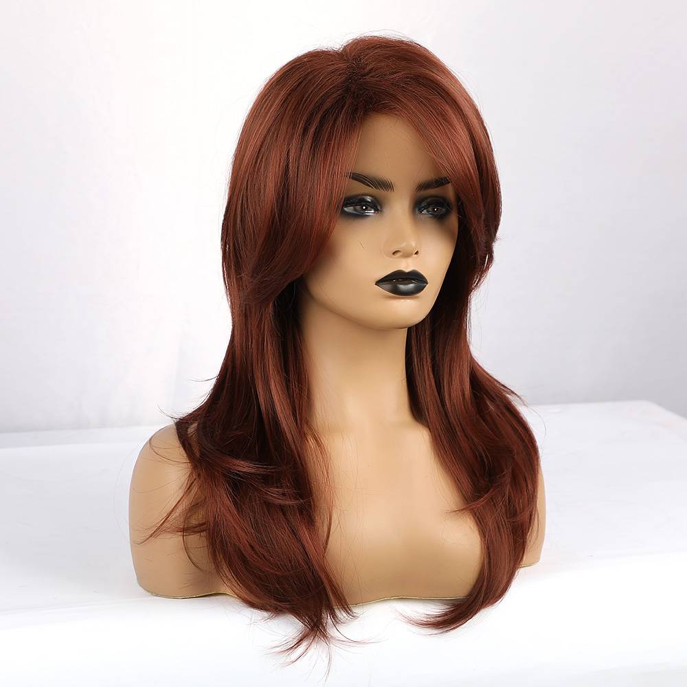 Natural Straight Red Synthetic Long Capless Women Wigs