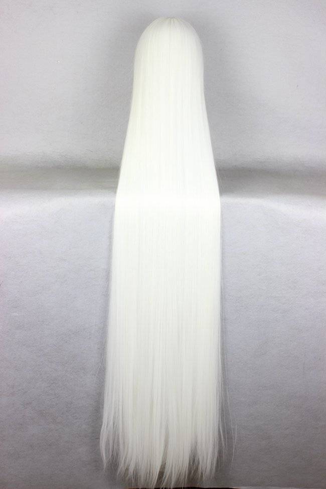 Japanese Chobits Series Long Straight White Color Cosplay Wigs 59 Inches