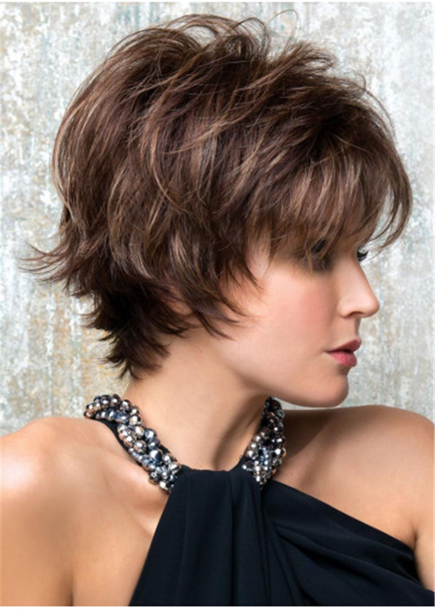 Short Layered Cut Women Synthetic Wavy Hair Wig 10Inches