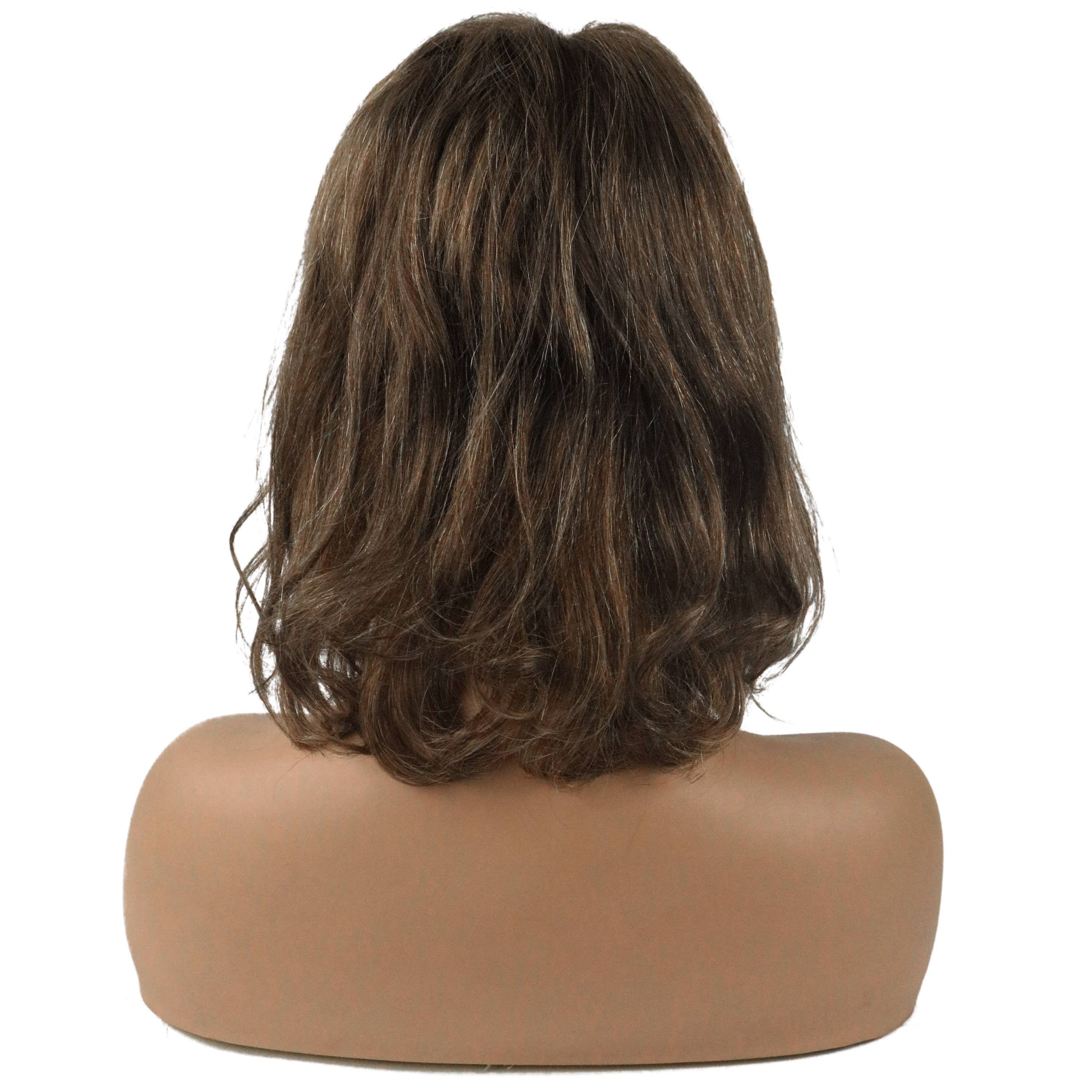 Pretty Charming Brown Short Natural Casual Wavy Remy Human Hair Capless Wig 14 Inches