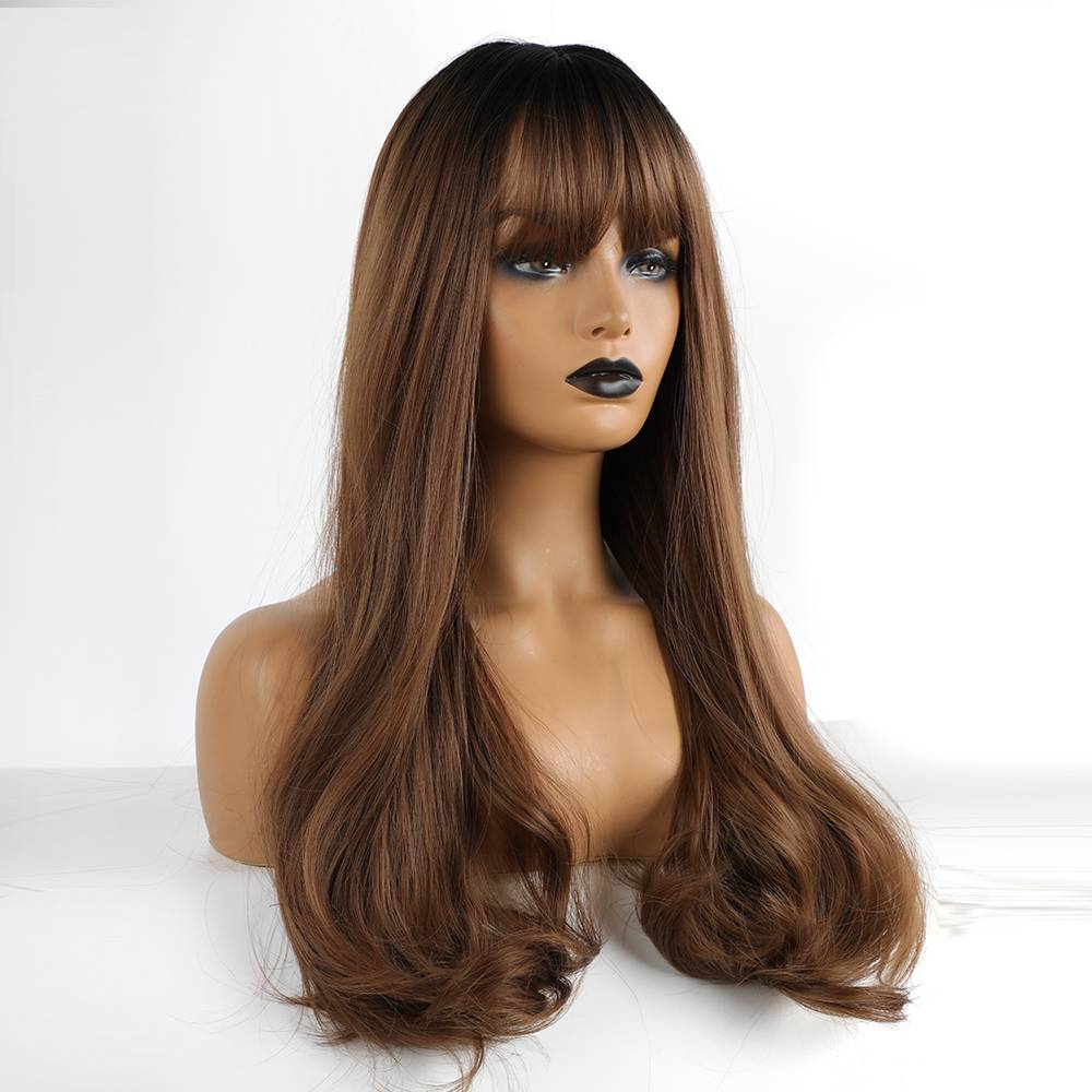 Long Wavy Synthetic Hair Wigs With Bangs