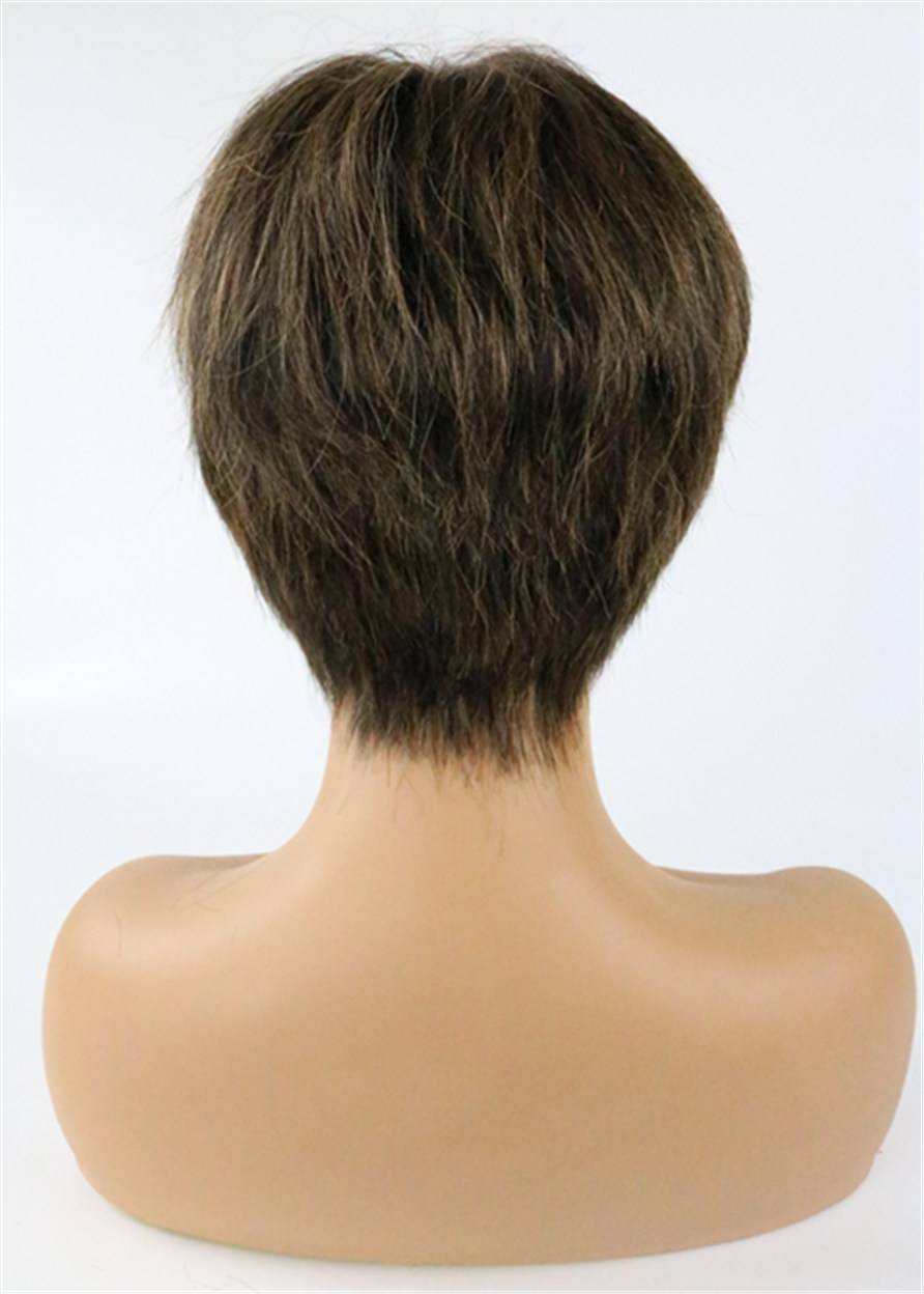 Layered Hairstyle Human Hair Short Capless African American Wigs 6 Inches