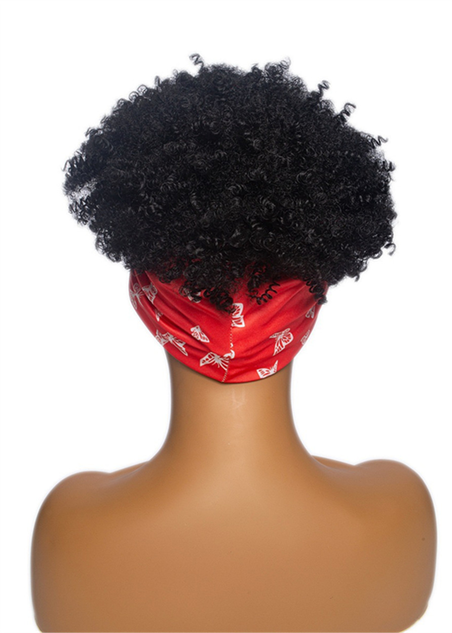 Headband Wig Afro Curly Synthetic Hair African American Wig
