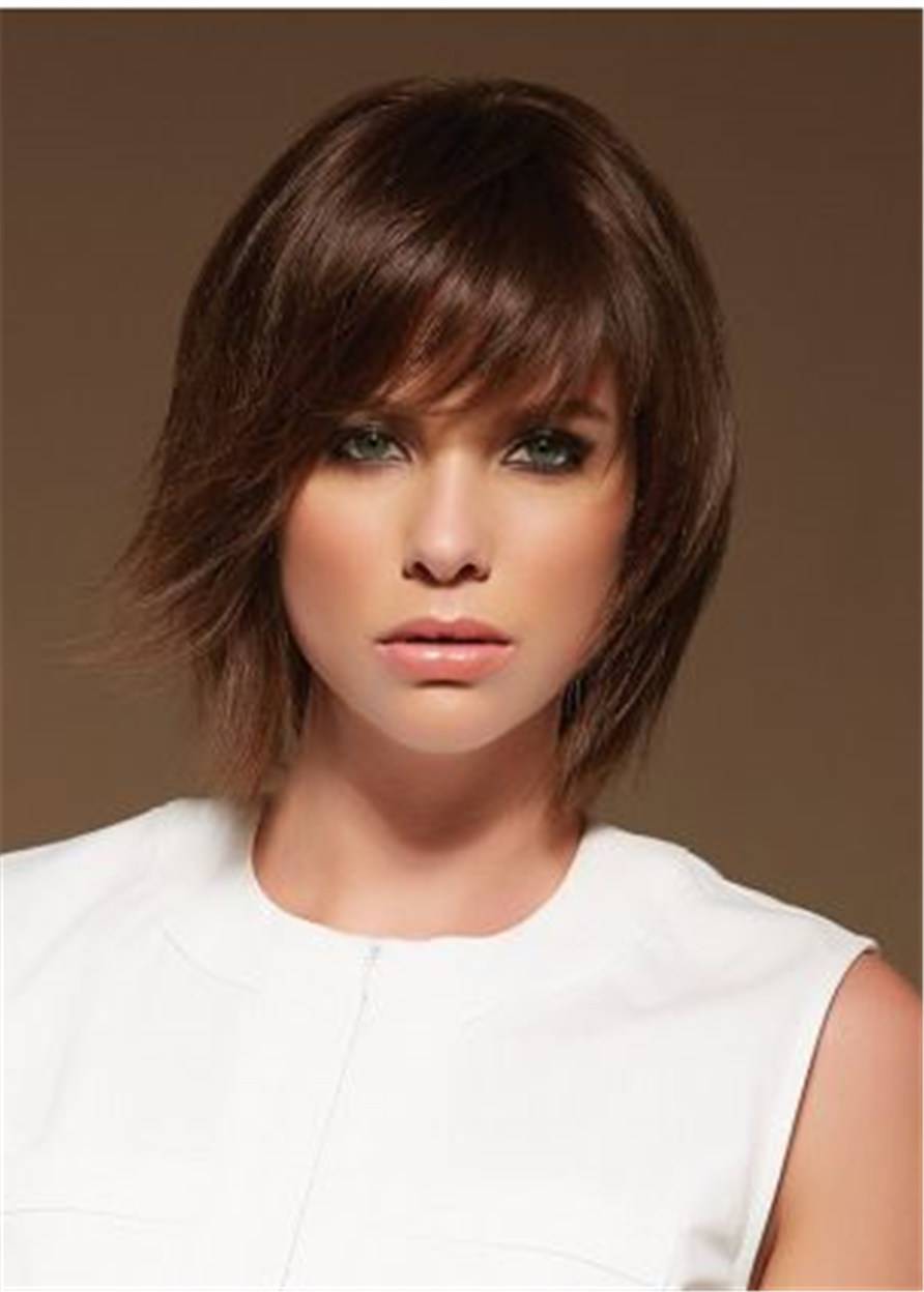 Women's Straight Bob Natural Straight Human Hair Capless Wigs 14Inch