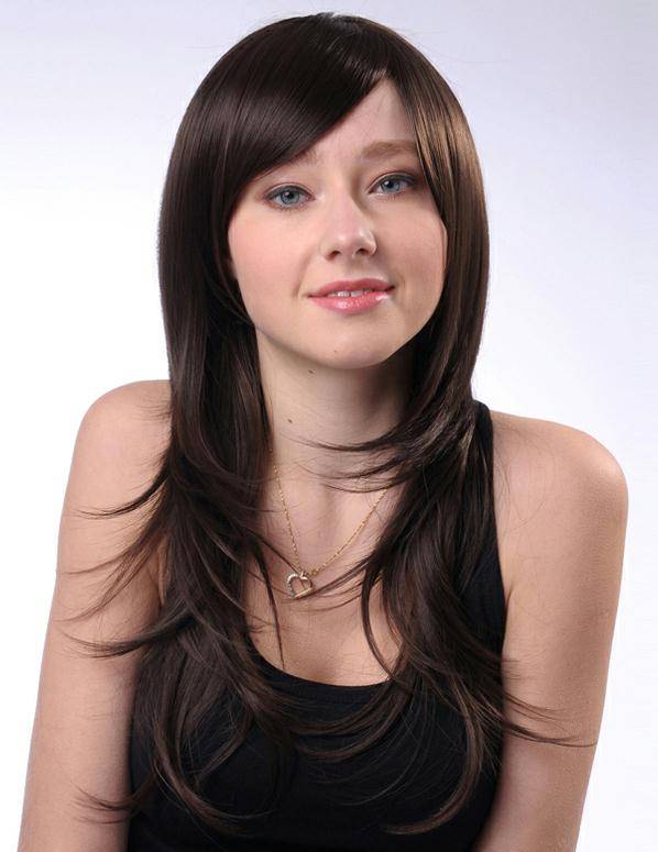 Long Straight Layered Hairstyle Capless Synthetic Hair Wigs 22 Inches