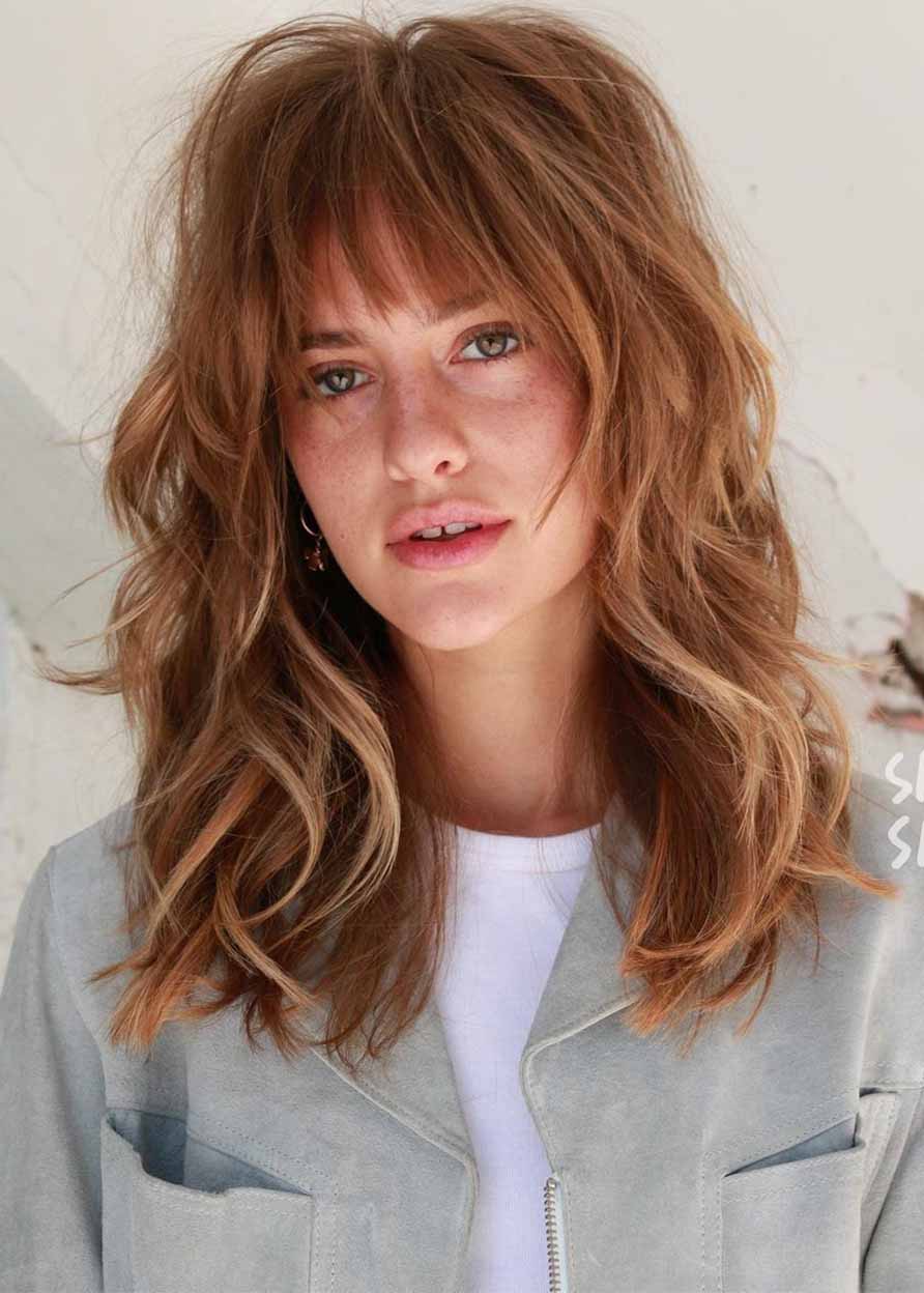 Women's Cute & Easy Medium Hairstyles for Shoulder Length Wavy Synthetic Hair Capless Wigs 18Inch