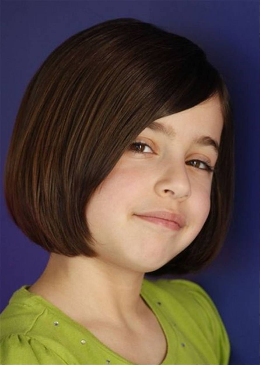 Bob Type Human Hair With Bangs Kid Wig For Girl