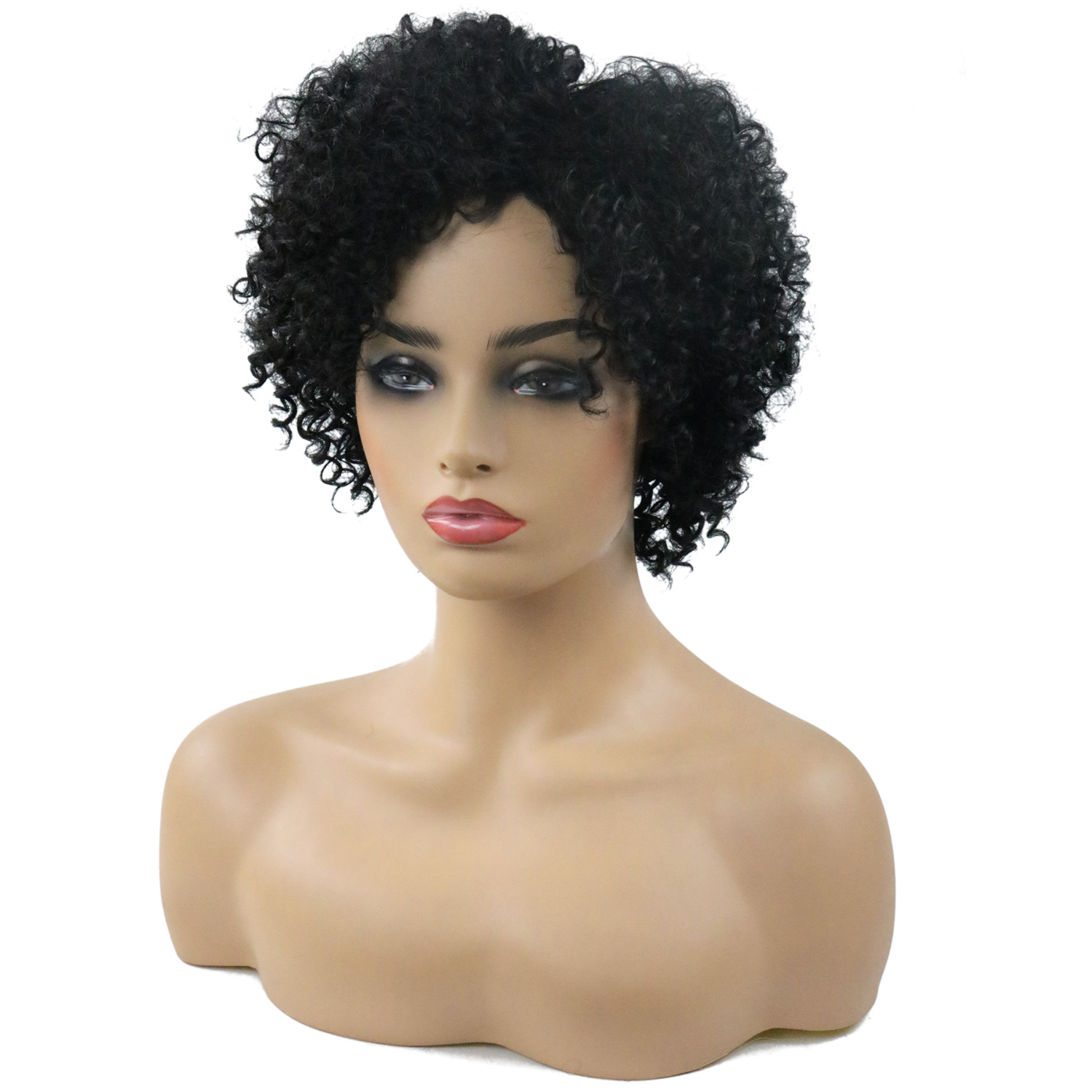 Kinky Curly Medium Synthetic Hair African American For Black Women Wig