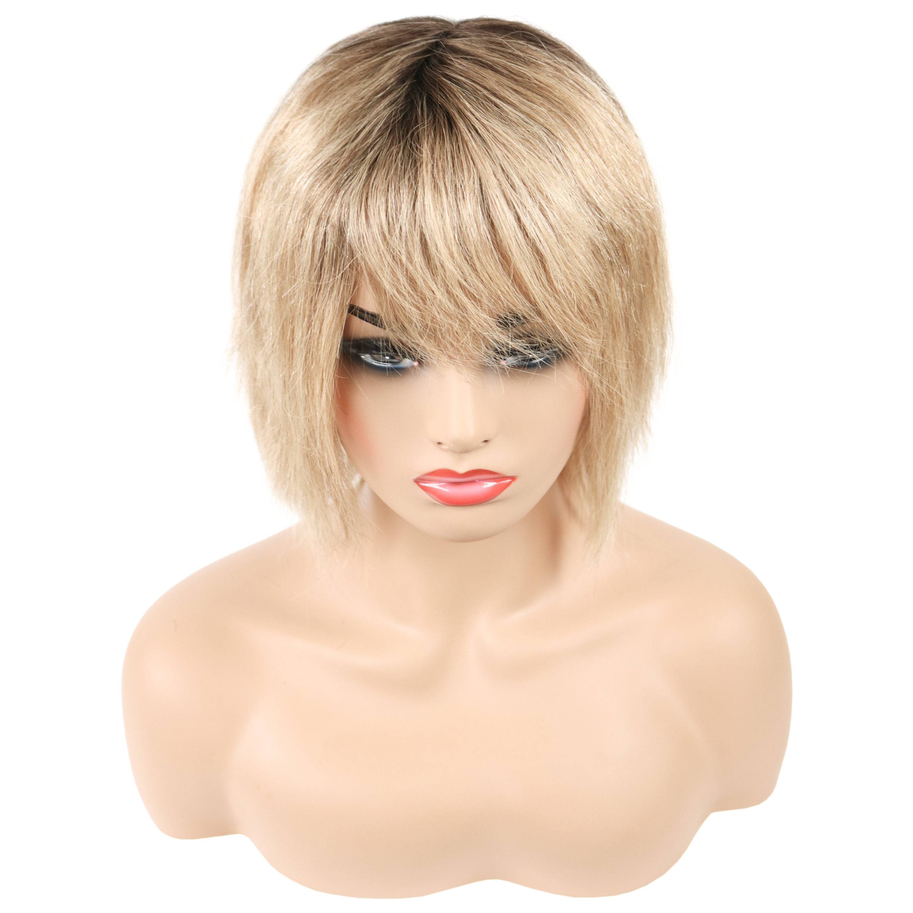 Short Hairstyle Bob Shaggy Human Straight Hair Capless Wigs 10 Inches