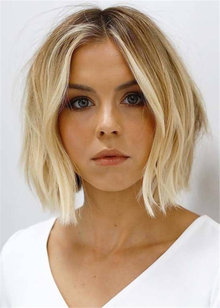 Short Bob Middle Parted Natural Straight Human Hair Wig