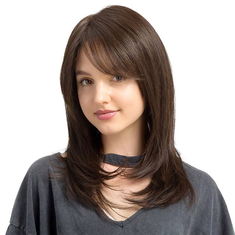 Side Fringe Long Natural Straight Synthetic Capless Women Wigs