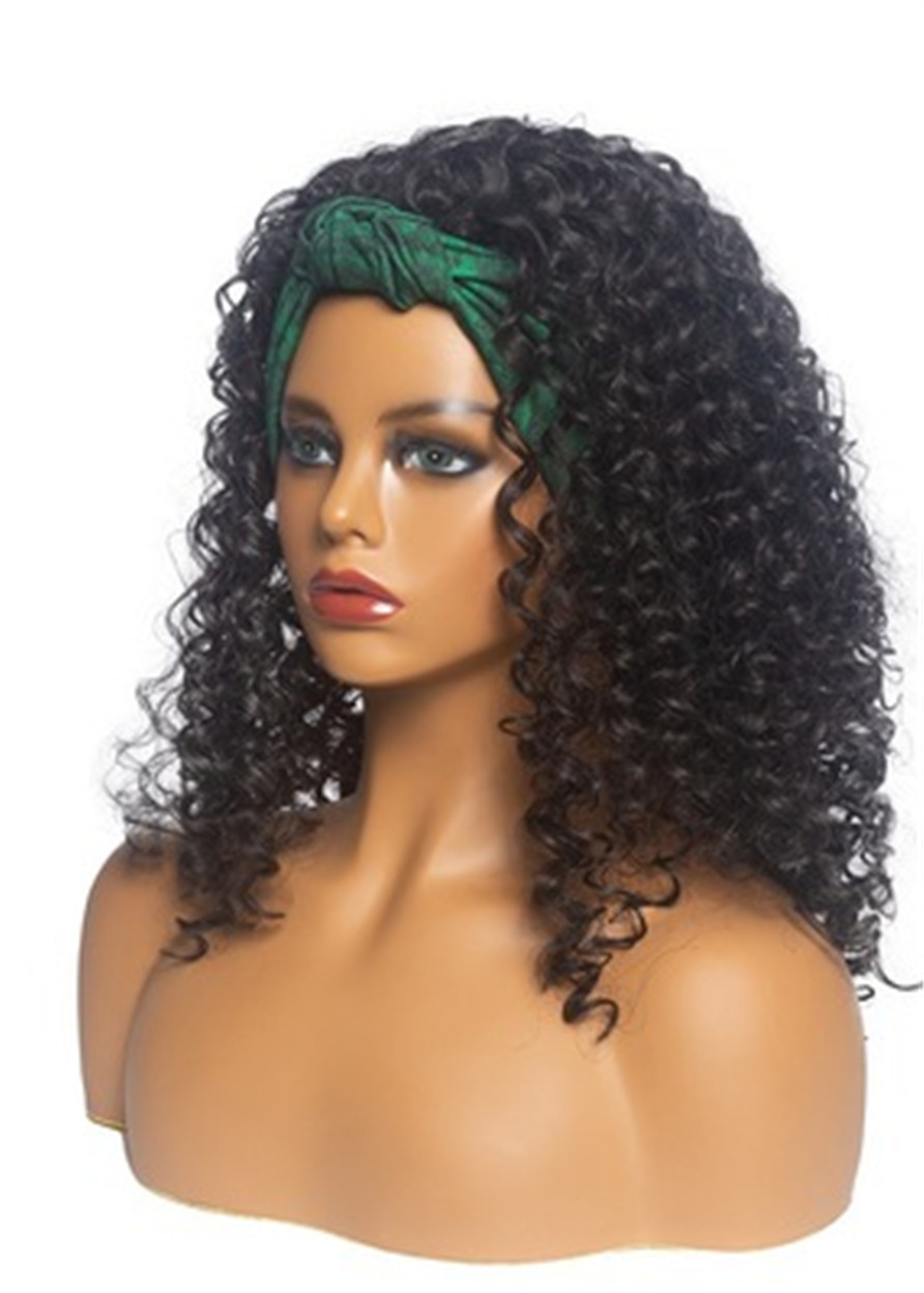 Long Headband Wig Kinky Curly Synthetic Hair Wigs for African American