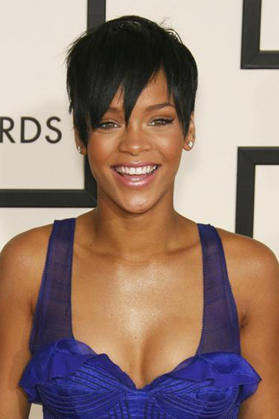 Custom Rihanna's Sexy Hair Style Super Short Straight Black Natural Wig 100% Human Hair