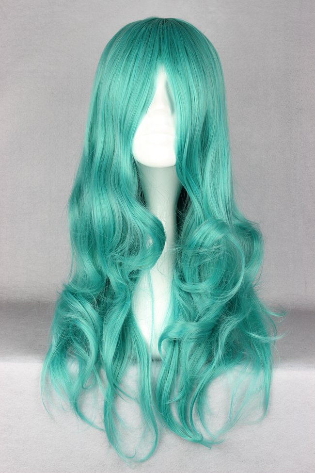 Cheap Long Wavy Green Synthetic Hair Cosplay Wig 26 Inches