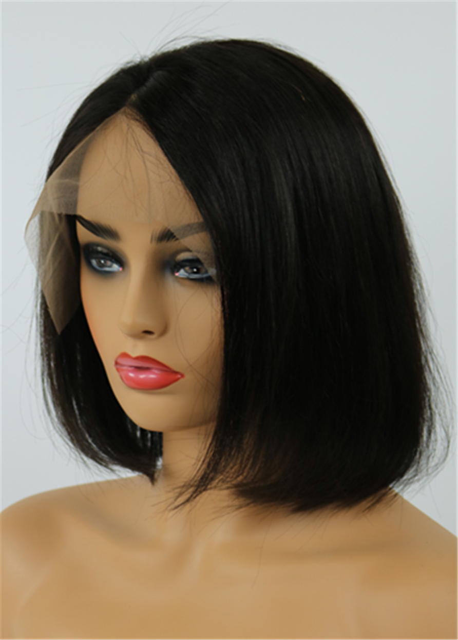 Fascinating Neat Smooth Shoulder-length Natural Human Hair Lace Front African American Wigs 10 Inches