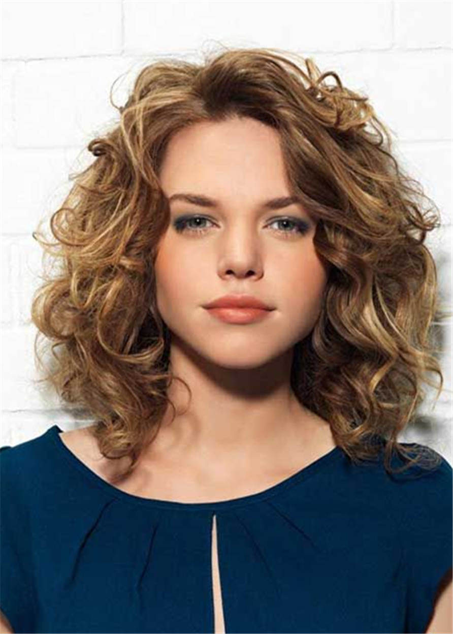 Long Bob Curly Hairstyles Synthetic Kinky Curly Women Wig 16 Inches