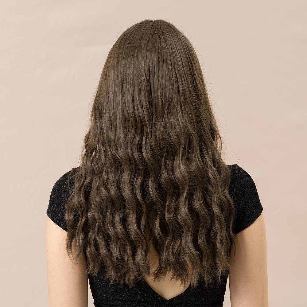 Long Wavy Synthetic Hair With Bangs 130% Density 26Inches Wigs