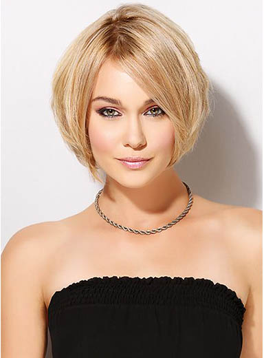Stylish Short Straight Lace Front Human Hair Wig 10 Inches