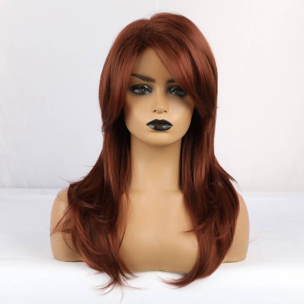 Natural Straight Red Synthetic Long Capless Women Wigs