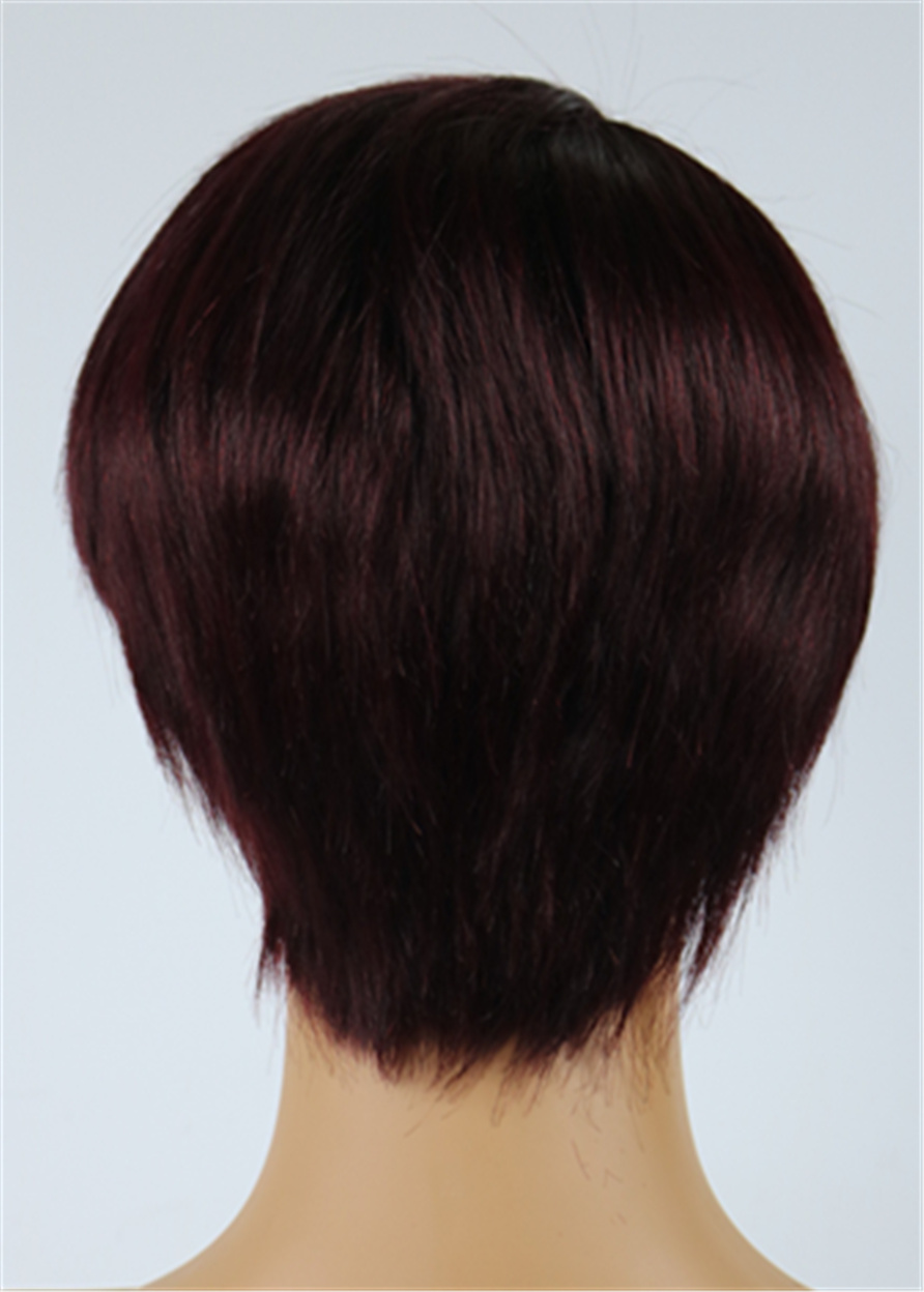 Chic Cheap Celebrity Hairstyle Short Straight Mixed Color Wig 100% Human Hair
