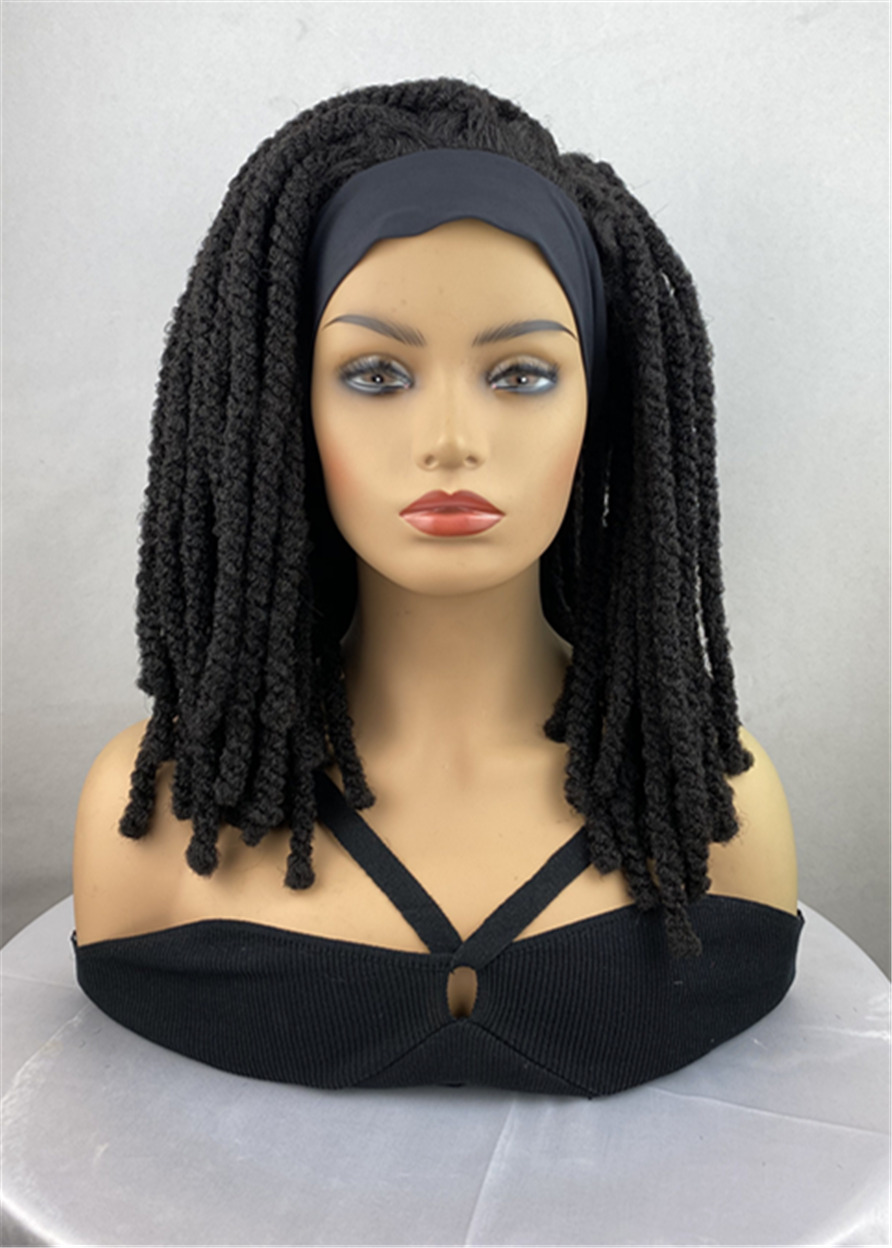 Afro American Crochet Braid Hairstyle Headband Synthetic Wavy Hair Wigs With Band 20Inches