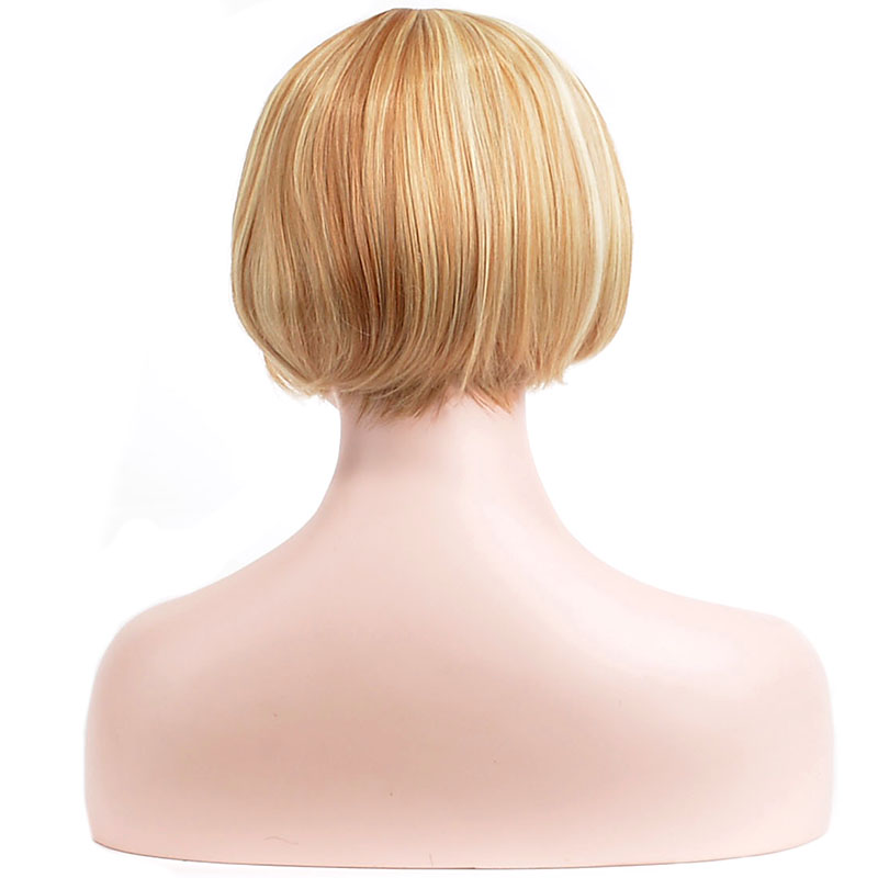 New Fashion Cool Extreme Short Straight Bob Cut Mixed Color Wig with Bang Makes You More Attractive