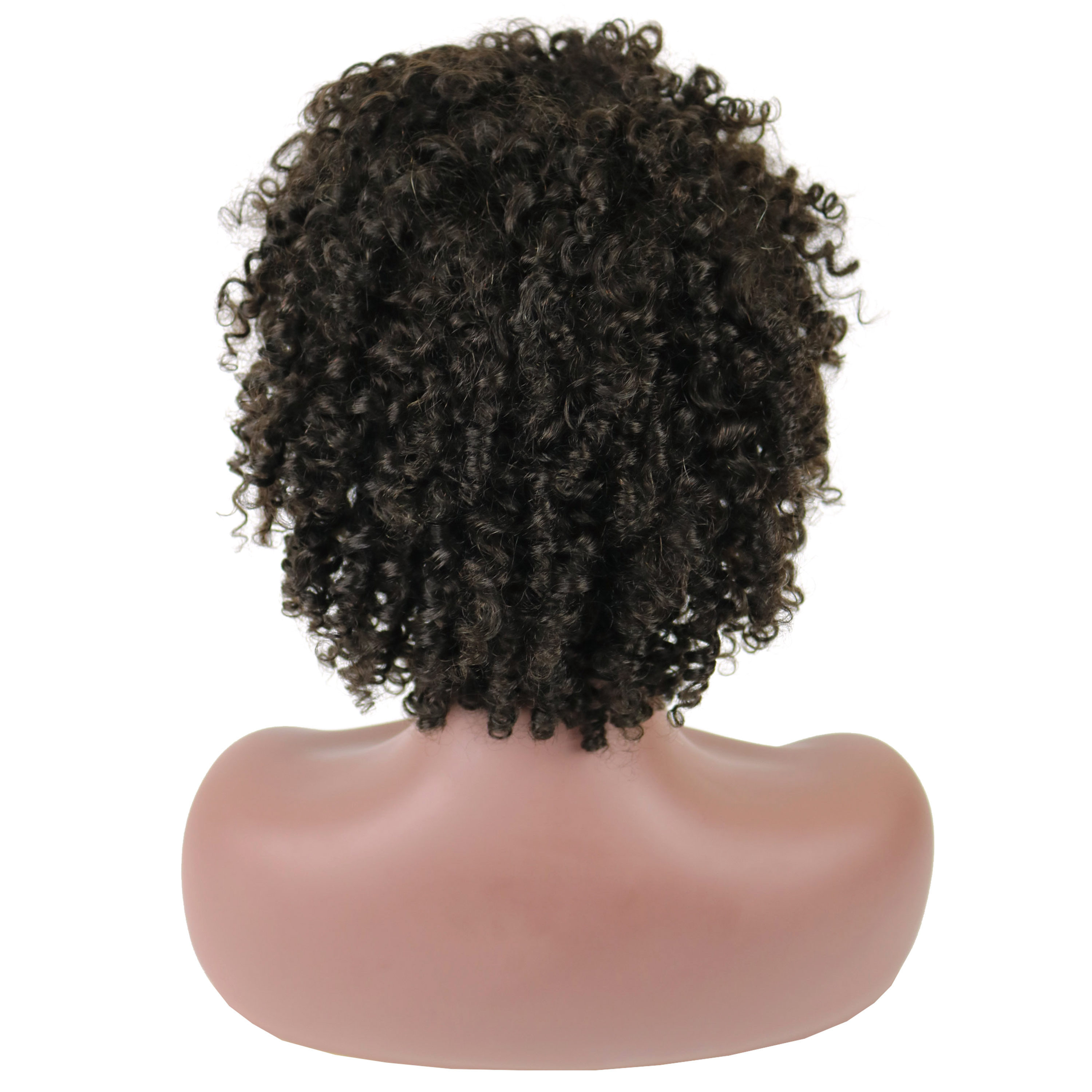 Short Kinky Curly African American Human Hair Lace Front Cap Wigs 10 Inches