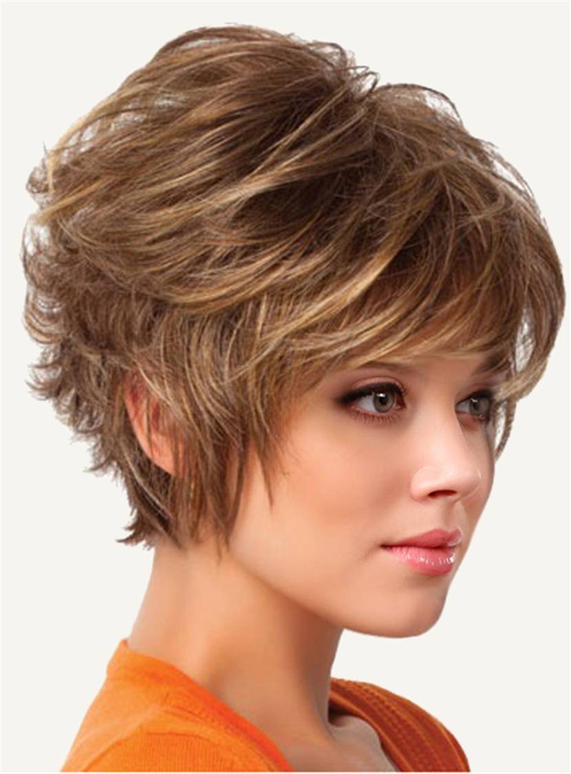 Short Straight Choppy Cut Capless Synthetic Women Wigs