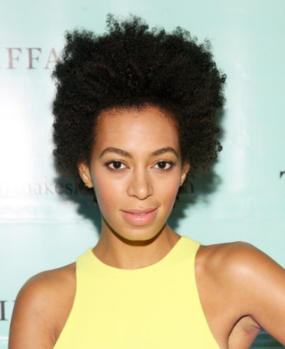 100% Human Hair Super Cool Solange Knowles Hairstyle Short Curl Natural Black Full Lace Wig
