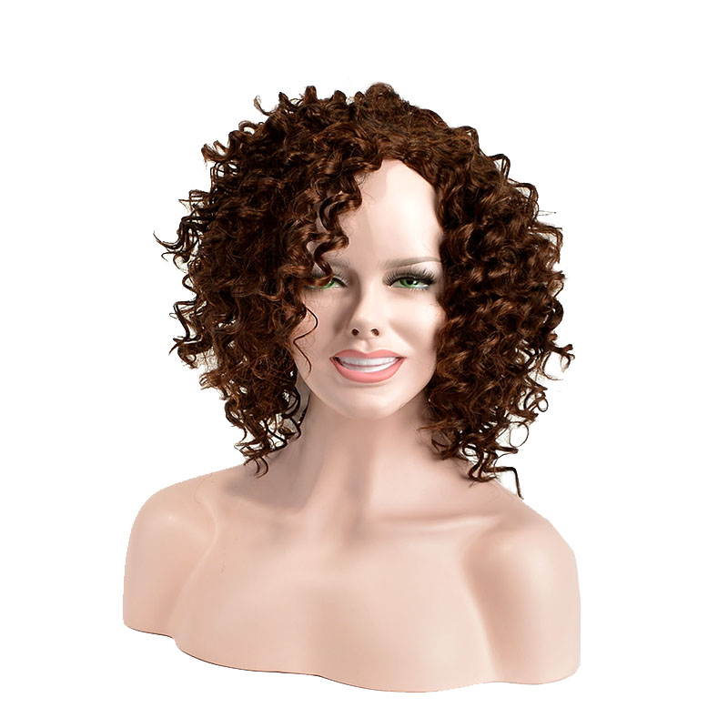 African American Kinky Curly Shoulder Length Synthetic Capless Women Wigs 12 Inches